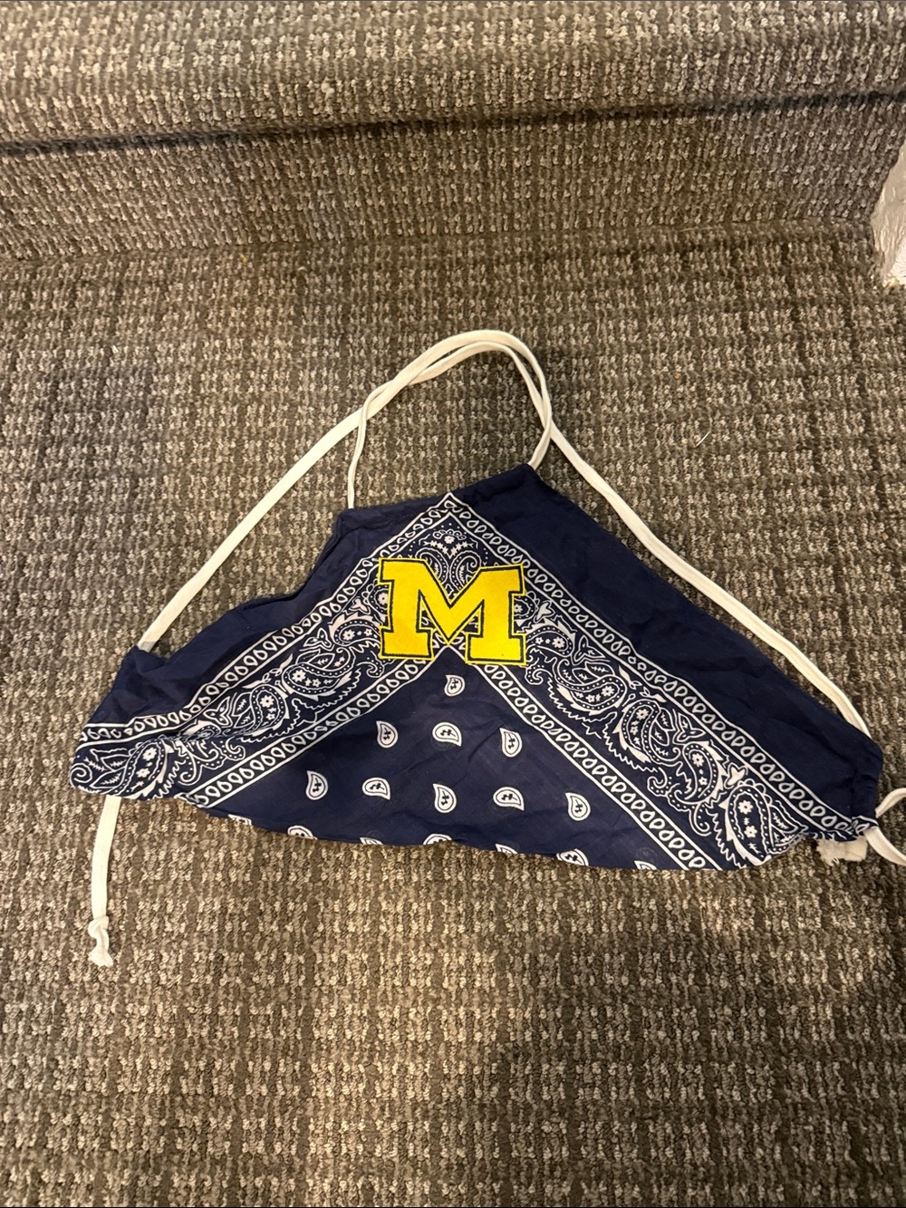 University of Michigan Navy Bandana-Style Triangle Top with Yellow M